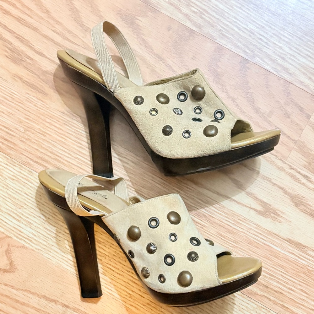 By angels Made in Italy Stylish Tan High Heel Open Toe Sandals Size 36